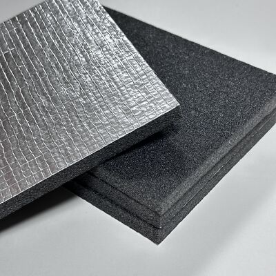 Semi Open Cell PO Foam Black Acoustic Insulation Sheets Laminated With Aluminum Foil And Self Adhesive Base Effective Noise Reduction Heat Isolation For Air Duct Systems And General Construction
