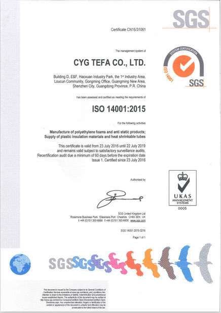 China Cyg Tefa Co., Ltd. Certification