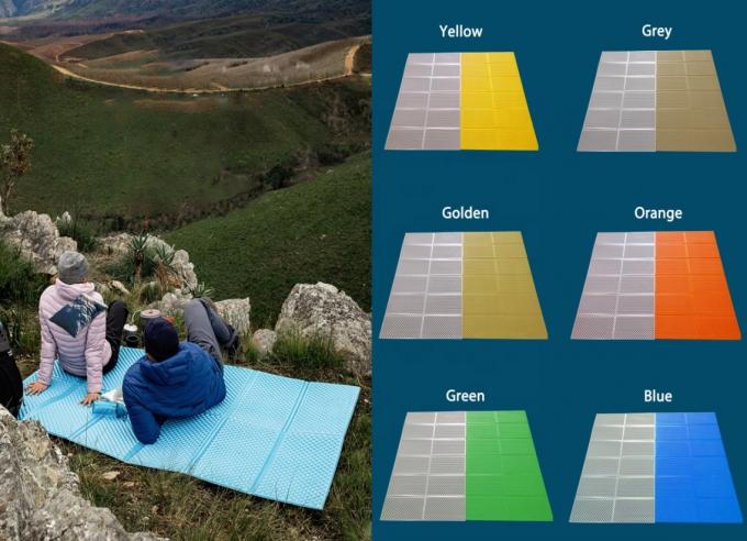 Wholesale Double Folding Sleep Mats White Aluminum Film Closed Cell IXPE XPE Foam Sleeping Pad for Waterproof Camping 2 Person 0
